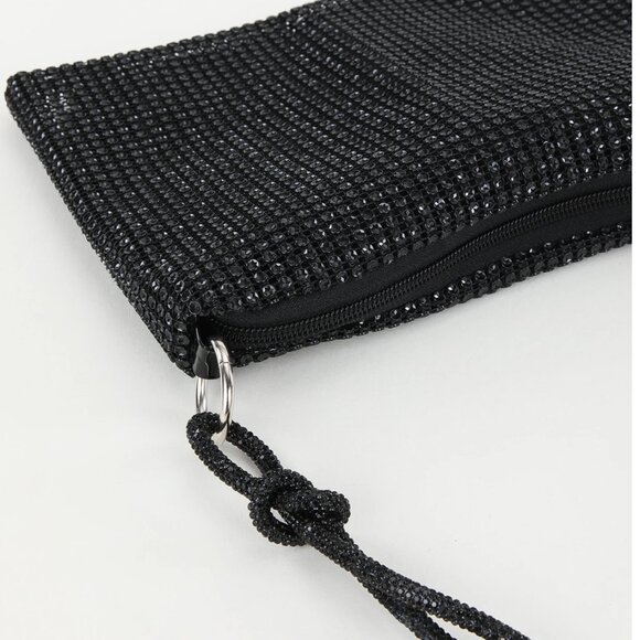 Rhinestone Bag With Zipper Black - Picture 6 of 6